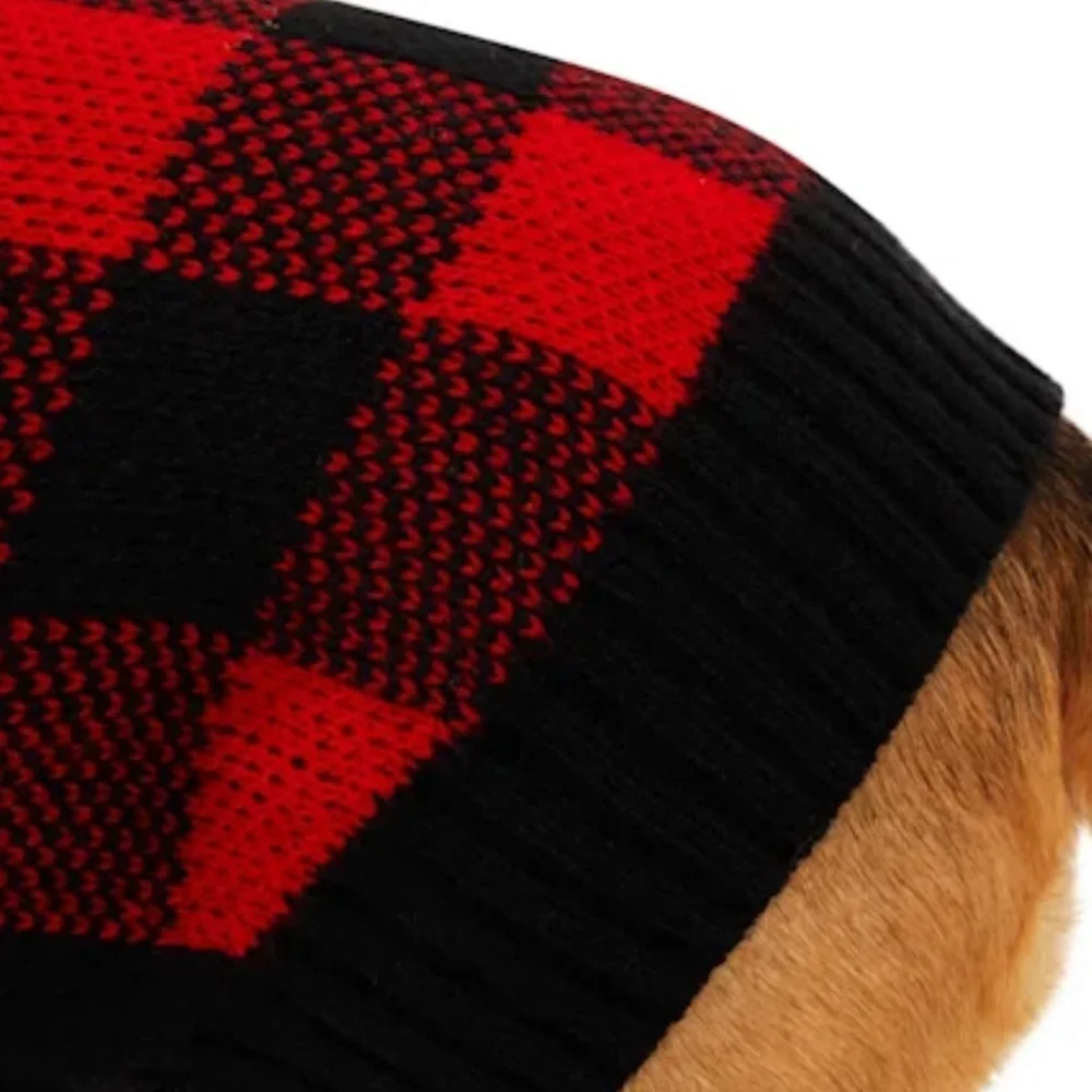 NWT Bundle Hat & Sweater Buffalo Plaid dog L